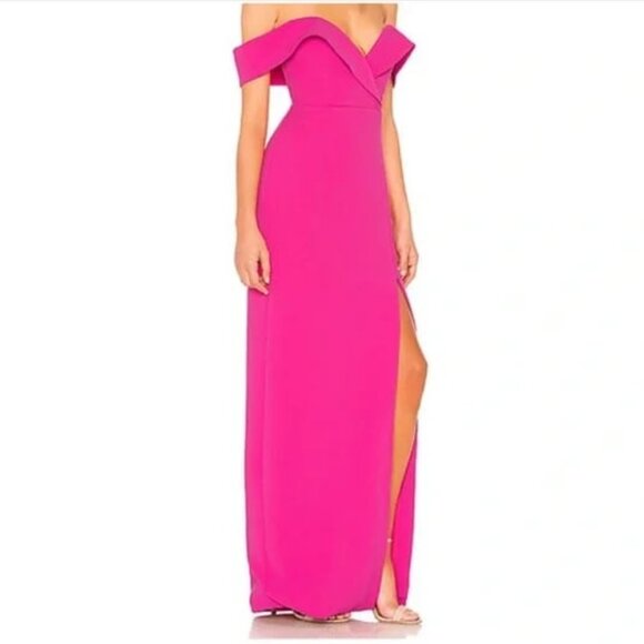NWT REVOLVE x NBD Paris Samuel Gown Off Shoulders Fuchsia Pink XS MSRP $270 - Picture 2 of 7